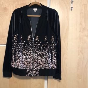 2 piece jacket and skirt elastic waist skirt zip front jacket